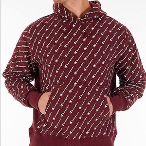 Burgundy All Over Print Champion Hoodie